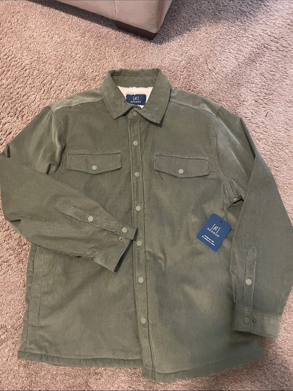 George Olive Green Corduroy Shirt Jacket